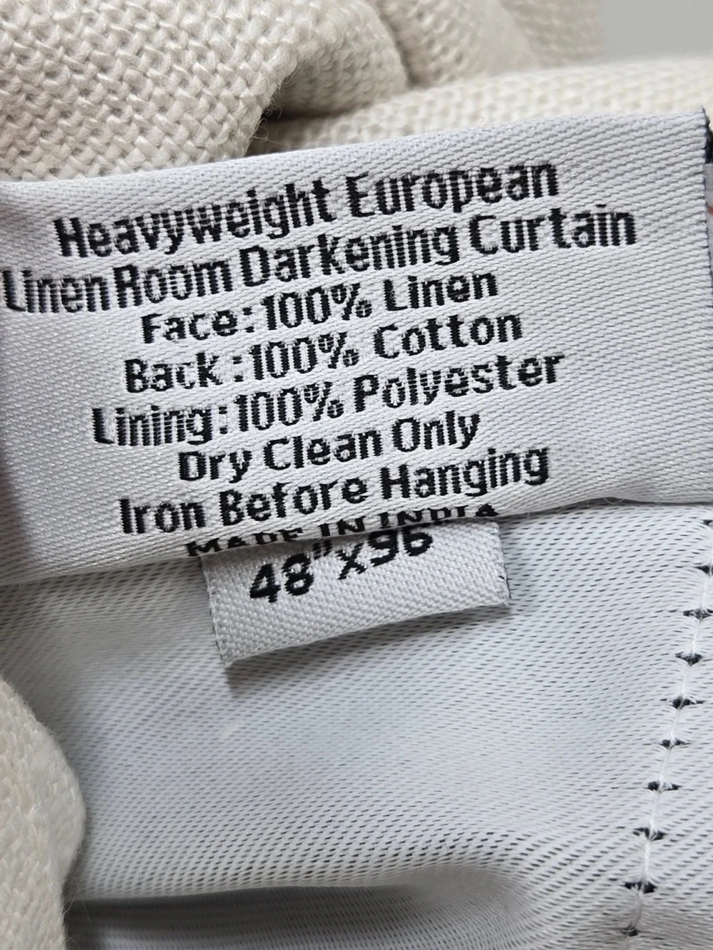 NWT QUINCE Set48x96 Heavyweight sand European Linen Room Darkening Curtains 9879